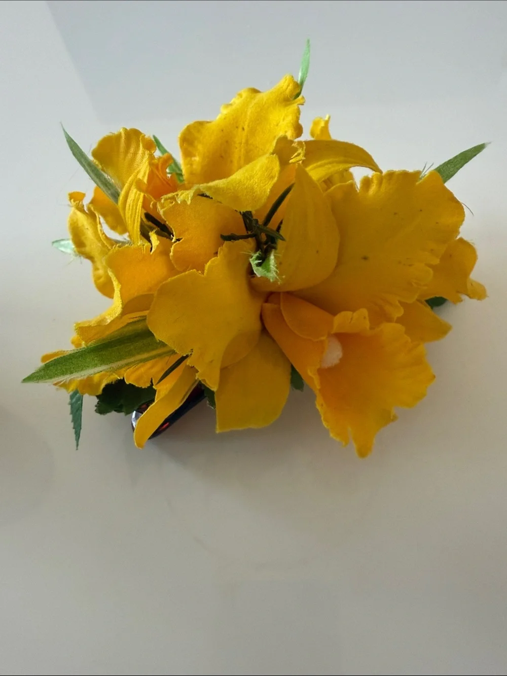 Bright Yellow Authentic Hawaii Fabric Flower Hair Clip